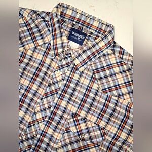 VTG Wrangler Pearl Snap Western Cowboy‎ Wrancher Y2K Mens Short Sleeve Size 3XT